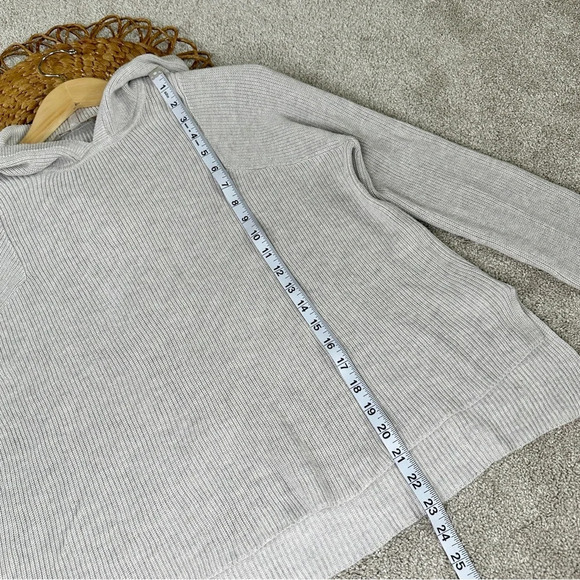 Athleta Rest Day Hoodie Sweater Knit Light Gray Pima Cotton Silk Blend Size XS - Picture 13 of 13